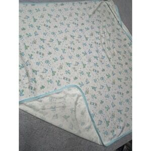 Vintage Carters Baby Blanket animal sheep Blue Green USA 36x36